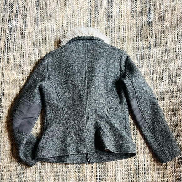 Zara Gray Teddy Jacket with Cream Faux Fur Collar - Picture 3 of 11